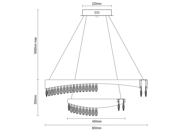 AURORA candelabru suspendat din cristal 800+450 - V30078 13