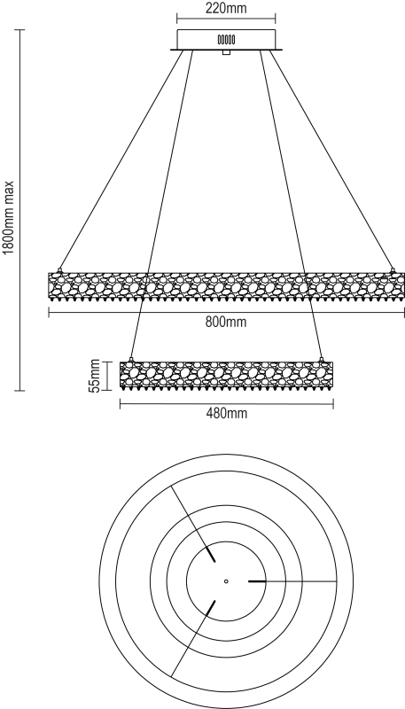 SARITA candelabru suspendat din cristal 800+480 - V30144 7