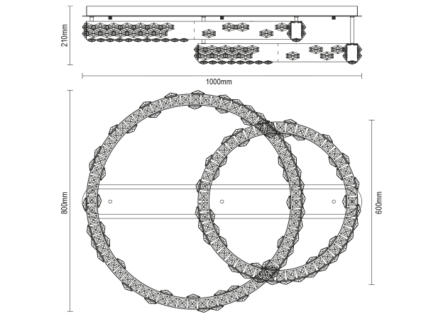 CLARIS plafon candelabru de cristal 800+600 - V30009 9