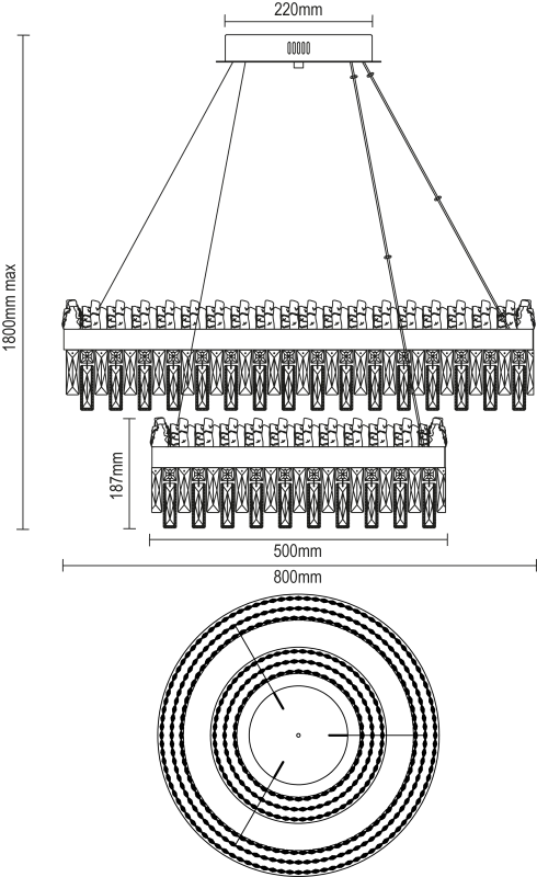 Lustră suspendată din cristal ROCOCO 800+500 - V30104 8