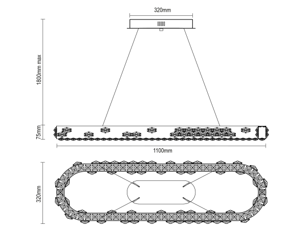 Candelabru suspendat de cristal CLARIS 600 - V30004 6