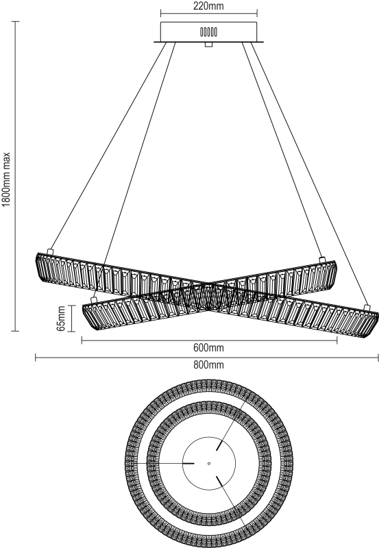LETICIA candelabru suspendat din cristal 600+800 - V30124 6