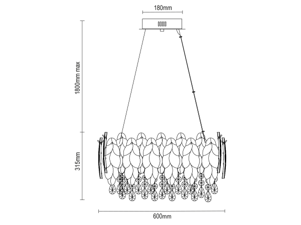 Candelabru suspendat de cristal GURU 600 - V20102 5