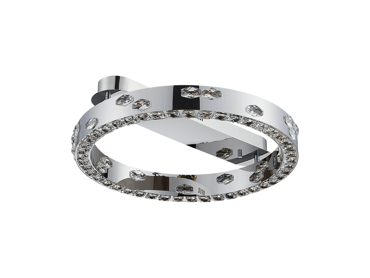 Corpuri de iluminat LED din cristal, cu detalii cromate și un efect luminos elegant.