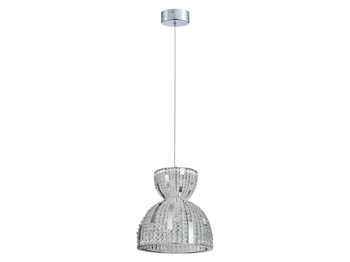 Corpuri de iluminat elegante, cu elemente din cristal, care aduc un luciu subtil și o atmosferă stilată în spațiu.