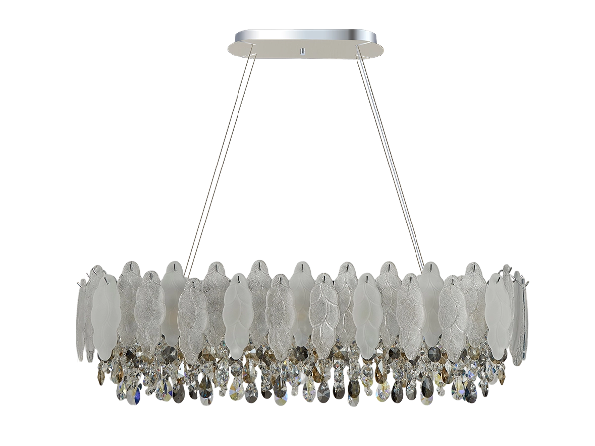 Corpuri de iluminat din cristal, cu elemente decorative din sticlă și o execuție precisă, care creează un iluminat expresiv și luxos în interior.