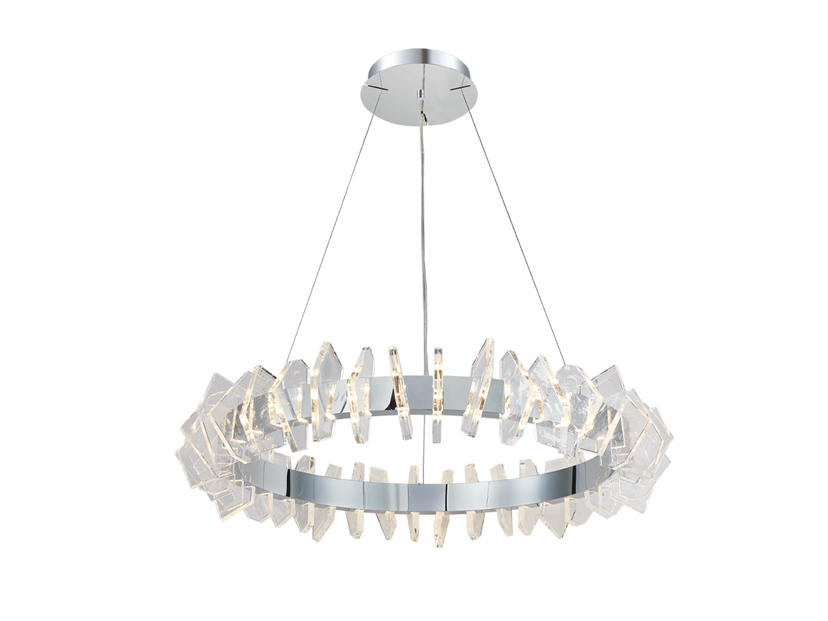 Iluminat modern, cu un element din sticlă expresiv, pentru interioare stilate.